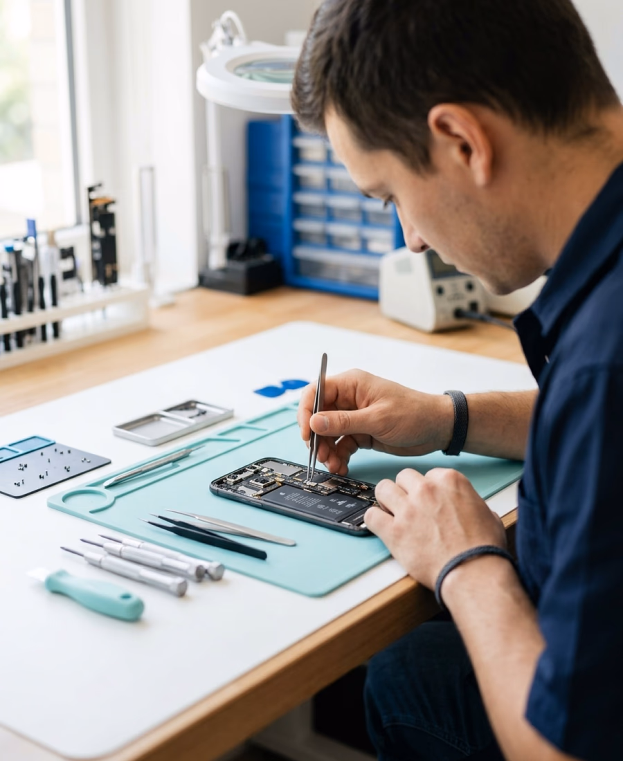 Aufbereitung eines iPhones in der Werkstatt
